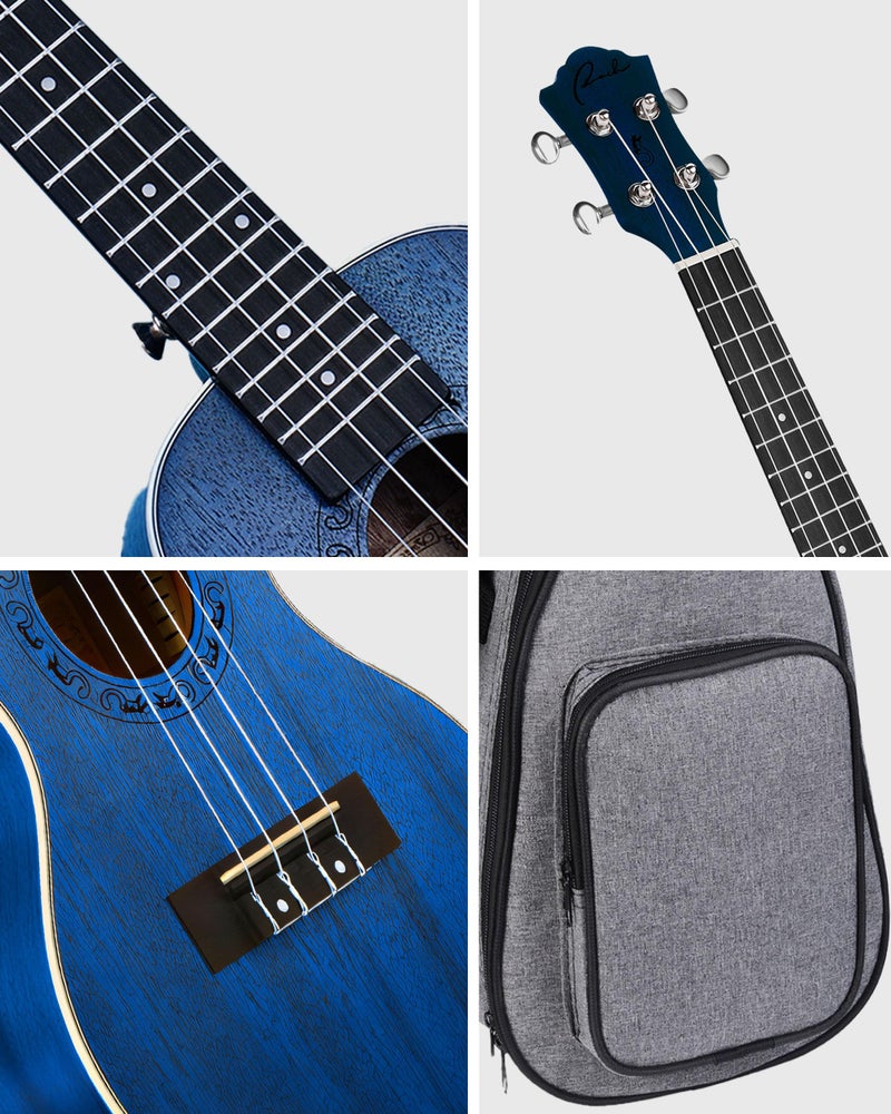 Ranch Tenor Ukulele Ranch 26 inch Professional Wooden ukelele Instrument with Online 12 Lessons and Gig Bag - Small Hawaiian Guitar - Starry Blue - Image 3